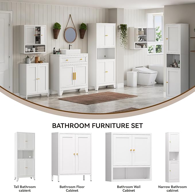 69" Tall Metal Pantry Cabinet with Microwave Shelf,Microwave Storage Cabinet with 4 Doors & 3 Adjustable Shelves,Metal Cabinet with Storage for Kitchen Dining Room Living Room(1PC,White)