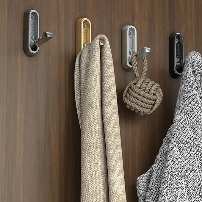 2PCS Folding Coat Hooks, Heavy Duty Wall Hooks Made of Zinc Alloy, Foldable Wall Hooks for Hanging Coats, Scarves, Hats, Bathrobes, Keys, Bags(Gray)