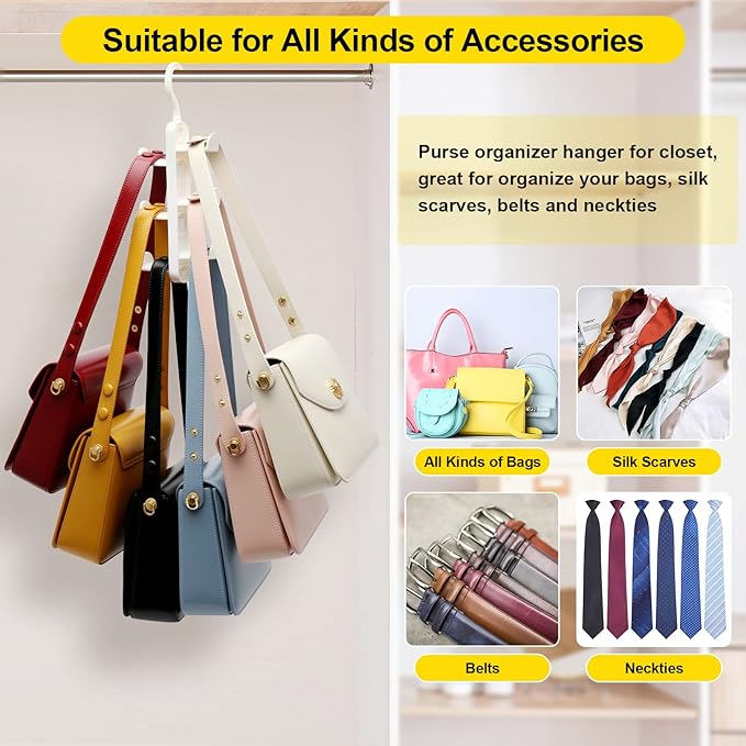 Closet-Organizers-and-Storage,Purse Hanger for Closet-Organizer,2 Pack Purse-Organizer for Organization-and-Storage,Sturdy Hang Bag Organization for Heavy Bag,College Dorm Room Essentials