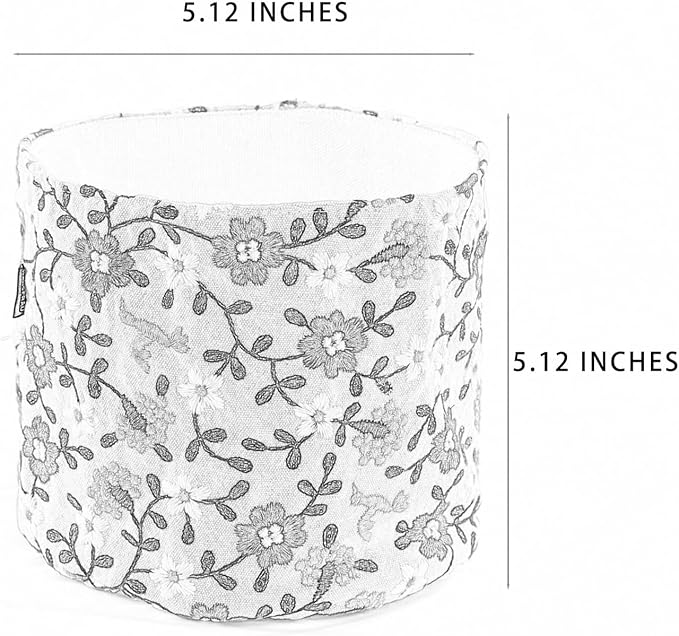HAUSFRAU Decorative Storage Baskets - Round Embroidered Jacquard Baskets for Home Decor and Organizing - Small Storage Box and Organizer Bins, 5.12"x5.12"x5.12", White Flowersea