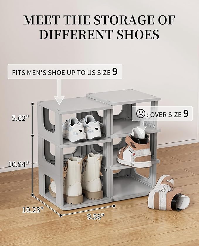 HAIXIN 5-Tier Shoe Rack - Durable Space Saving Shoe Storage Stand for Closet, Entryway, Hallway, Dorm, Bathroom - Grey (Pack of 2)