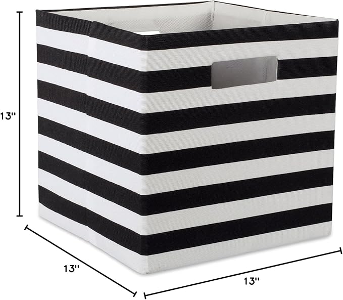 DII Polyester Cube Storage Collection Collapsible Hard Sided Bin, 13x13x13, Black (Pack of 6)