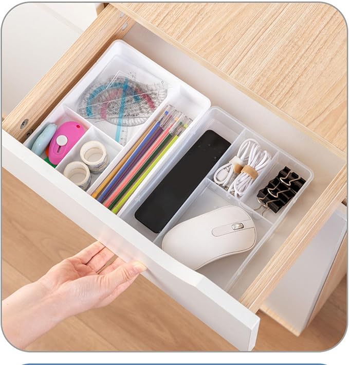 ZJchao Drawer Organizers, Classification Bathroom Drawer Organizer Bathroom and Storage Divider Tray for Office (White)