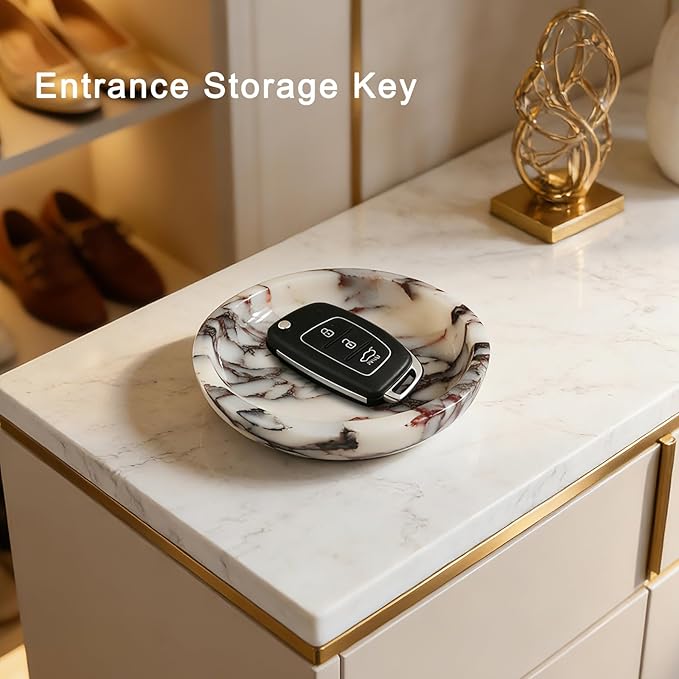 Jewelry Tray,5.5"x5.5" Marble Jewelry Tray for Entryway Table,Countertop Bathroom, Kitchen Dresser,Marble Tray,Waiting for Storage of Small Trinket,Home Decor Organizer