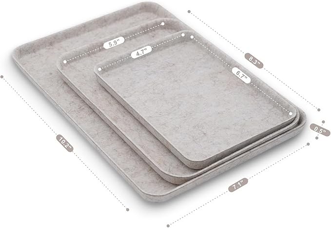 Welaxy Desk Drawer Felt DND dice Games Tray EDC Catchall nightstand multitray Entryway Bedside Caddy Counter Organize for Keys Jewelry Perfume Glasses Watches Sorting 3-Piece (Oatmeal)