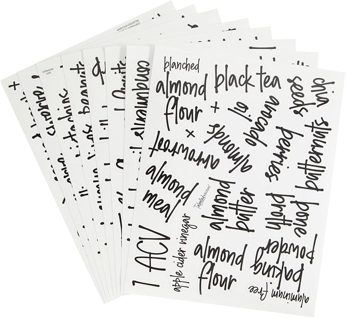 Talented Kitchen Pantry Organizer & Food Organization Stickers - 170-Count Black & Clear Vinyl, Water-Resistant - Keto Food Labels - Preprinted Removable Container Labels for Kitchen Cabinets