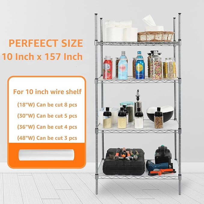 Pantry Shelf Liners for Wire Shelving - 1.2 MM Thick Easy to Cut Metal Liner - Clear Waterproof Plastic Drawer Liner - 10 Inch x 13 FT Translucent Kitchen Cabinet Mat for Shoe Rack