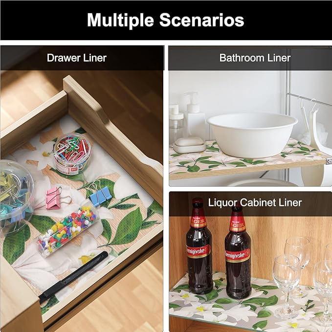 Cooyes Shelf Liner – Premium Non-Adhesive Cabinet & Drawer Liner for Kitchen – Waterproof Shelf Paper with Modern Pattern – Durable EVA Cabinet Mat – Easy to Cut (24" W x 360" L)