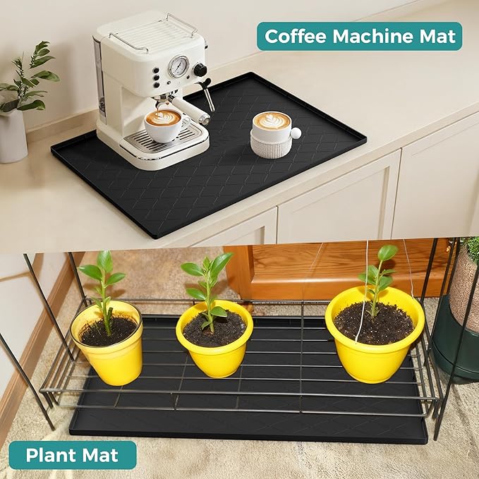 URMONA 34" x 22" Waterproof Silicone Mat in Multiple Sizes & Colors, Under Sink Mat for Kitchen & Bathroom, Pet Food Pad for Dogs & Cats, Kitchen Cabinet Liner, Multi-Purpose for Storage(Beige)