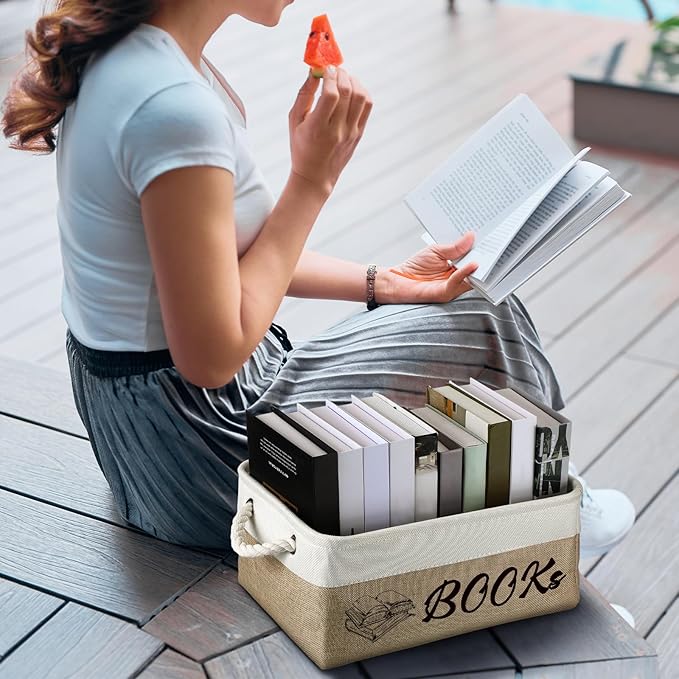 Marsui Book Lover Gifts Books themed Storage Basket Storage Bin Bookish Accessories Bookworm Gift for Club Members Student Teacher Reading Accessories