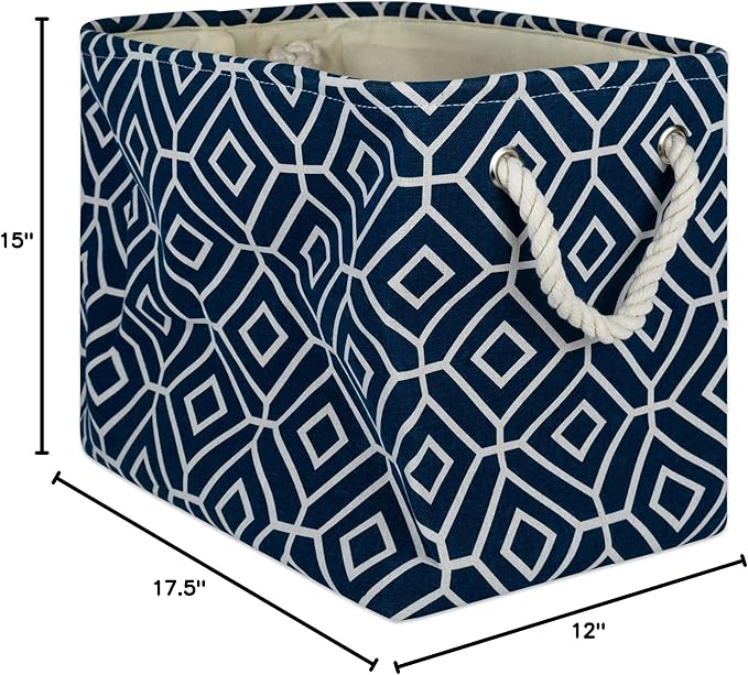 DII Collapsible Polyester Storage Bin, Stained Glass, Navy, Large Rectangle