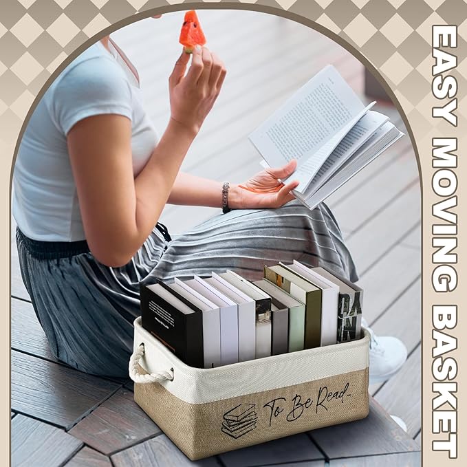 Marsui Book Lover Gifts TBR Book Storage Basket to Be Read List Storage Bin Bookish Accessories Bookworm Gift for Club Members Student Teacher Reading Accessories