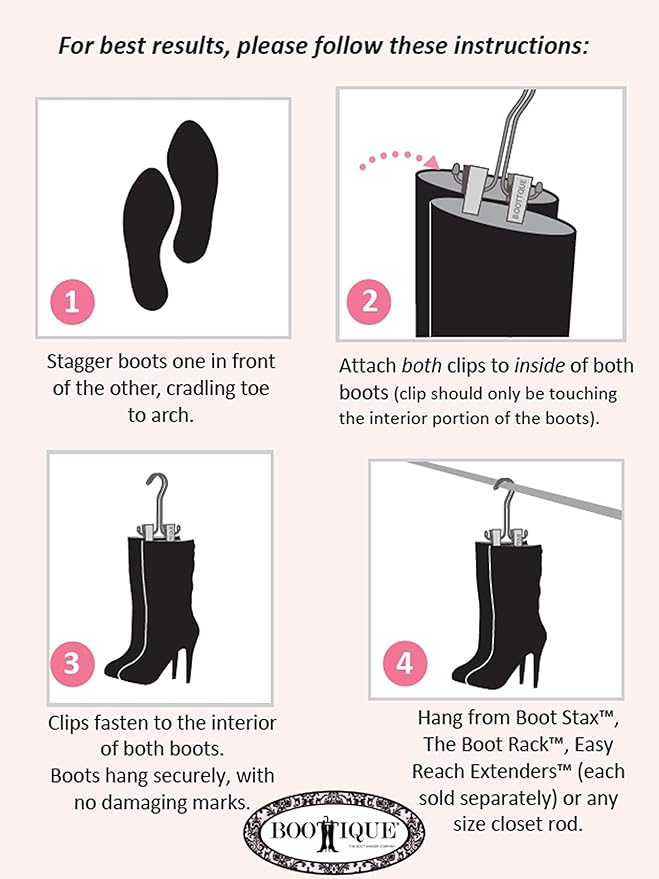 Original Boot Hanger - Shoe Storage Space Saver (Set of 3); Boot Hanger, Holder, Clips, Storage (Champagne Gold)