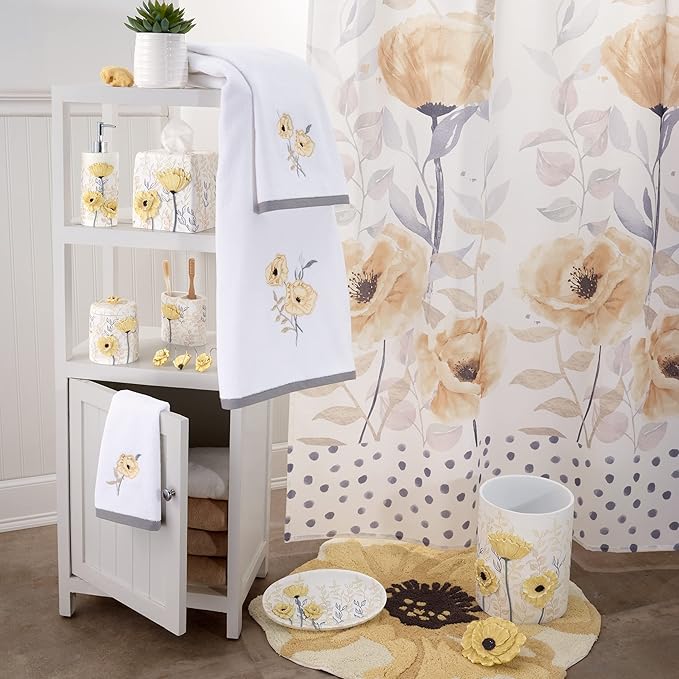 Avanti Linens - Soap Dish, 100% Hand-Painted Resin Bathroom Accessories, Floral Home Decor (Marielle)