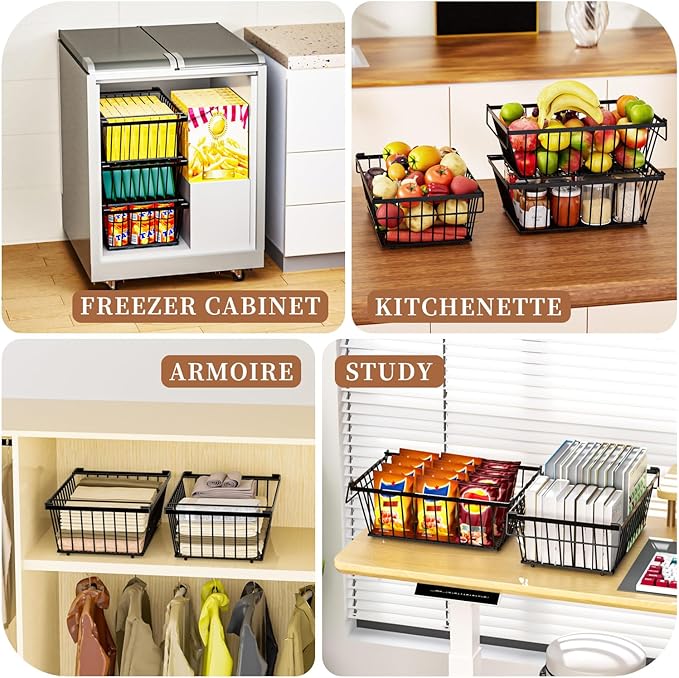 Freezer Organizer Bins ,Enhanced Leak-Proof Bottom,6 Pack Stackable Deep Freezer Organizer Bins for 5 Cu.FT Small Chest Freezer,organization and storage,pantry organizers(for 5 Cu.Ft