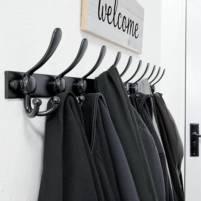 Dseap Coat Rack Wall Mount 2.0 Pro: Heavy Duty 300% Thicker, 16" Stud Mount, Stainless Steel Wall Coat Hooks Hanger for Clothes Jackets Hats Entryway Closet, MaxStrong Series, Rose Gold, Pack of 2