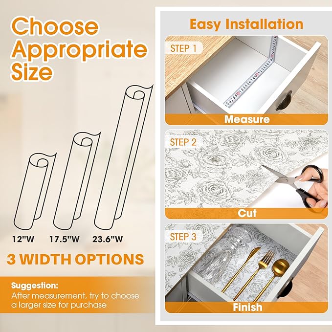 Coavas Extra Grip Thickened Shelf and Drawer Liner - Non-Adhesive Non-Slip Waterproof Mats for Kitchen Cabinets, Drawers, Shelves, Dresser & Cupboard, Easy Cut DIY (White, 12IN X 10 FT)
