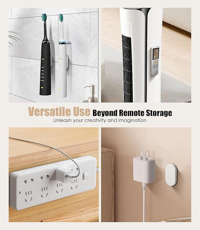 Nearockle 6 Pack Magnetic Remote Control Holder Wall Mount, 2025 Upgraded Smaller & Stronger Magnetic Silicone Remote Control Organizer TV Remote Charger Holder Caddy Back of TV (White)