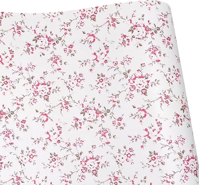 Rural Floral Shelving Paper Decorative Self-Adhesive Shelf Liner Drawer Cabinet Sticker 17.7 Inch by 9.8 Feet