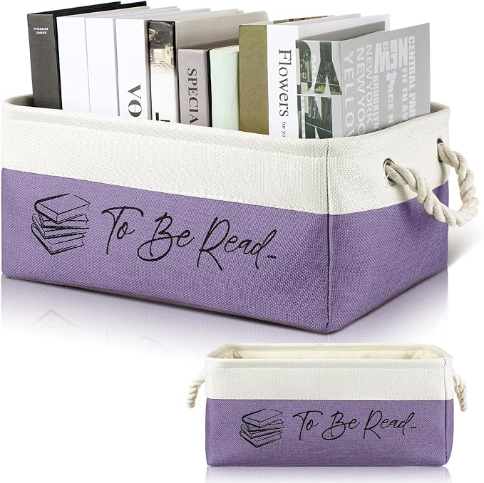Marsui Book Lover Gifts Tbr Book Storage Basket to Be Read List Storage Bin Bookish Accessories Bookworm Gift for Club Members Student Teacher Reading Accessories