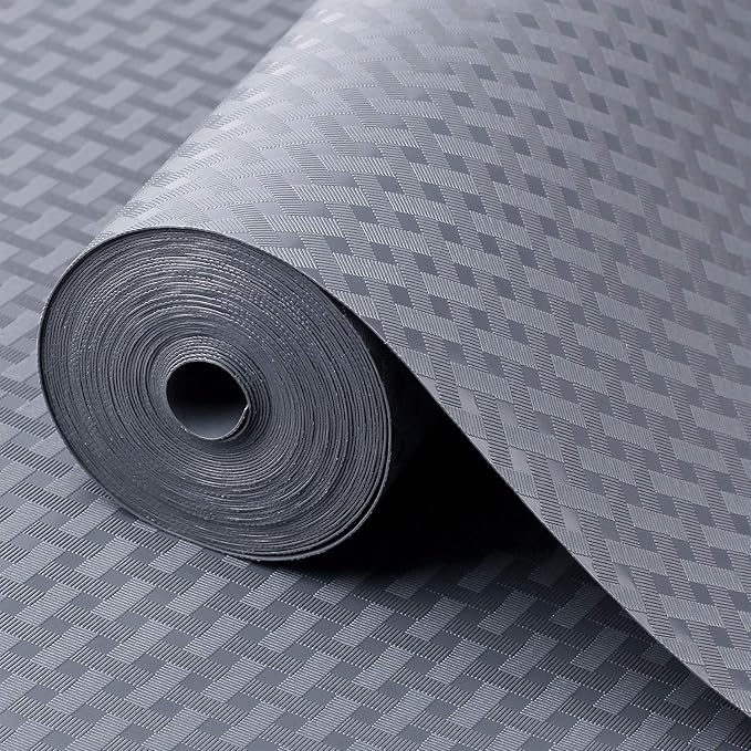 Shelf Liners for Kitchen Cabinets Refrigerator Liners Waterproof Kitchen Cupboard Liner Non-Slip Drawer Mats EVA Material Non Adhesive Fridge Liner for Shelves - Gray (11.8 x 236.2 Inches x 2 Rolls