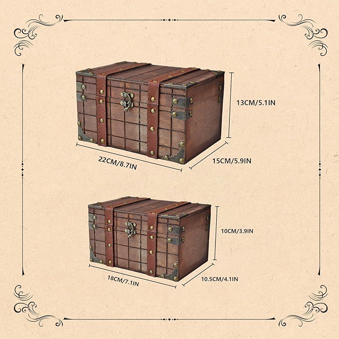 POWER UNICO FLOWER Vintage Treasure Lock Storage Box â Handmade Wooden Decorative Chest, Perfect Keepsake Box for Home Décor, Jewelry, Trinkets and Gift Storage (331-Brown)