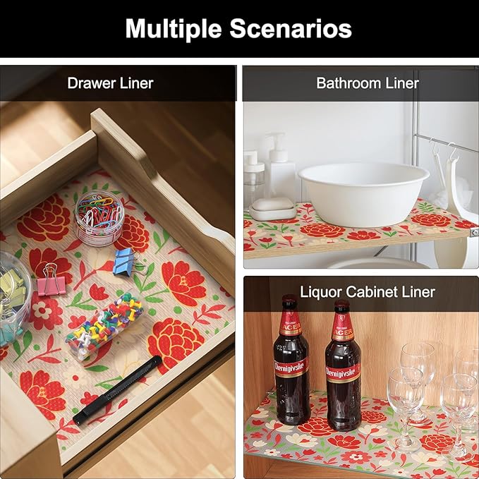 Cooyes Shelf Liner – Premium Non-Adhesive Cabinet & Drawer Liner for Kitchen – Waterproof Shelf Paper with Modern Pattern – Durable EVA Cabinet Mat – Easy to Cut (24" W x 240" L)