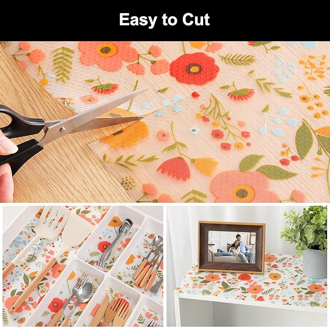 Cooyes Shelf Liner – Premium Non-Adhesive Cabinet & Drawer Liner for Kitchen – Waterproof Shelf Paper with Modern Pattern – Durable EVA Cabinet Mat – Easy to Cut (17.5" W x 360" L)