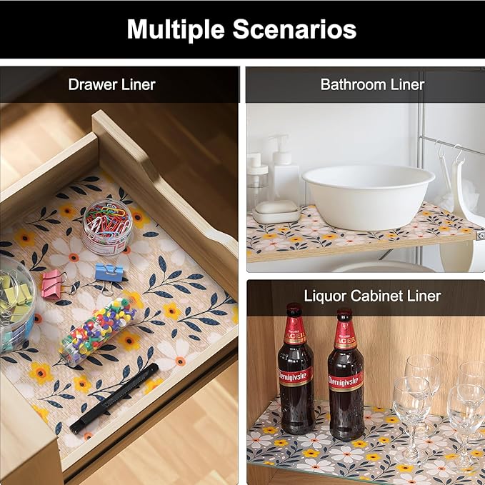 Cooyes Shelf Liner – Premium Non-Adhesive Cabinet & Drawer Liner for Kitchen – Waterproof Shelf Paper with Modern Pattern – Durable EVA Cabinet Mat – Easy to Cut (12" W x 120" L)