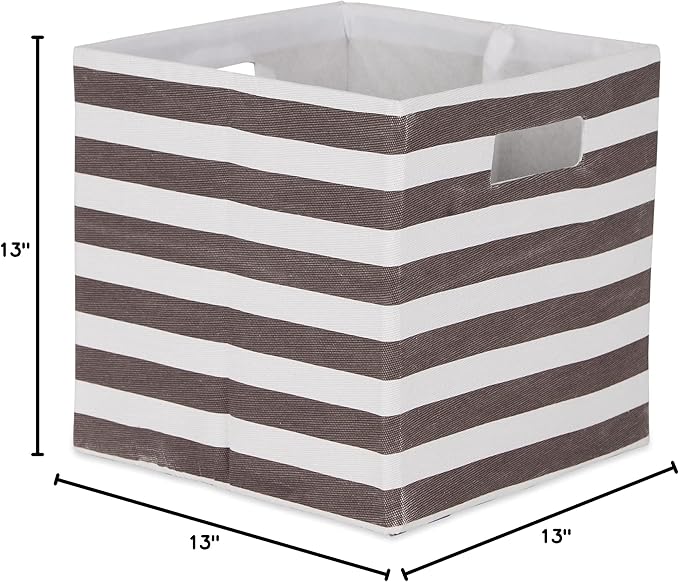 DII Polyester Cube Storage Collection Collapsible Hard Sided Bin, 13x13x13, Brown