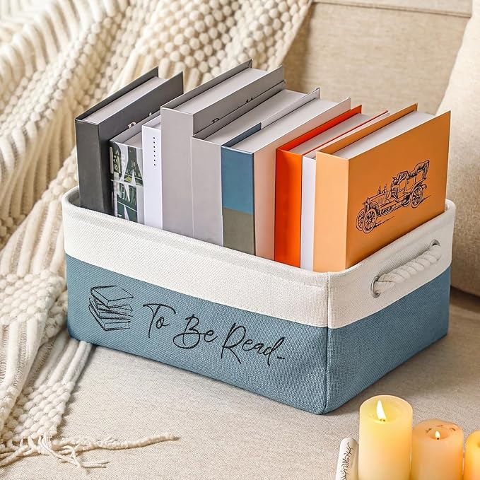 Marsui Book Lover Gifts Tbr Book Storage Basket to Be Read List Storage Bin Bookish Accessories Bookworm Gift for Club Members Student Teacher Reading Accessories