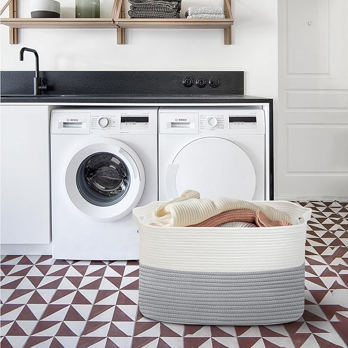 XXXXL Blanket Basket, 25" x 16" x 16"(108L) Rectangle Basket for Blankets Living Room, Extra Large Wicker Woven Blanket Pillow Storage Bin, Soft Kids Dog Toy Box Storage Bin Organizer