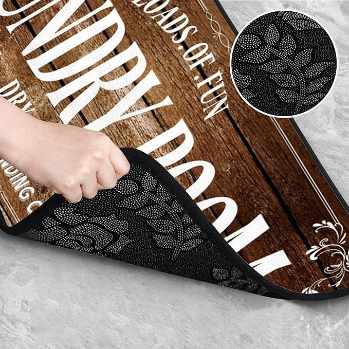 Laundry Room Long Mat Area Rug Non-Slip Floor Mat Waterproof Farmhouse Carpet for Kitchen 72" x 24" (Brown)