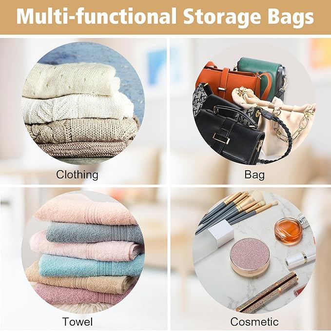 16 Pack Clear Handbag Storage Organizer and 16 Stainless Steel S-Hooks Anti-dust Purse Storage Bags with Zipper and Handle Moisture Proof Dust Cover Organizer Bags for Closet Hanging, 4 Assorted Sizes