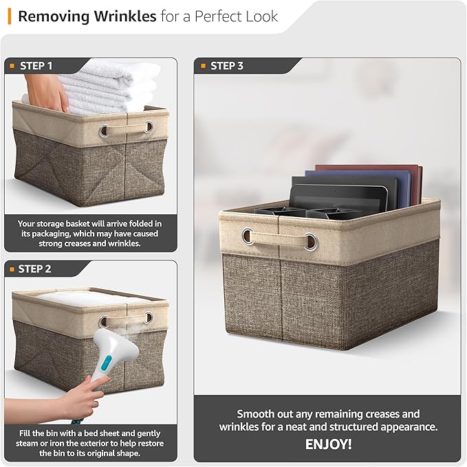 Sorbus Fabric Storage Bins for Shelves - 15 Inch Sturdy Collapsible Storage Bins with 2 Handles, Foldable Baskets for Organizing Home, Closets, Shelf, Toys, Clothes, Large Decorative Storage Baskets