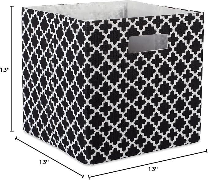 DII Hard Sided Collapsible Fabric Storage Container for Nursery, Offices, & Home Organization, (13x13x13) - Lattice Black