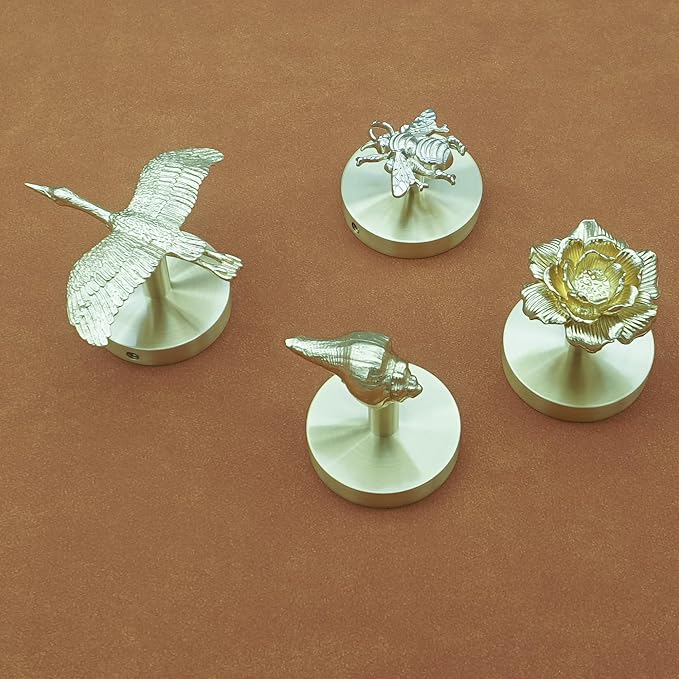 Brass Bird Coat Rack Robe Wall Hooks Hat Dragonfly Hanger for Bedroom Kitchen Various Shapes Animal Deer Decor Home Accessories (1, Conch Shell)