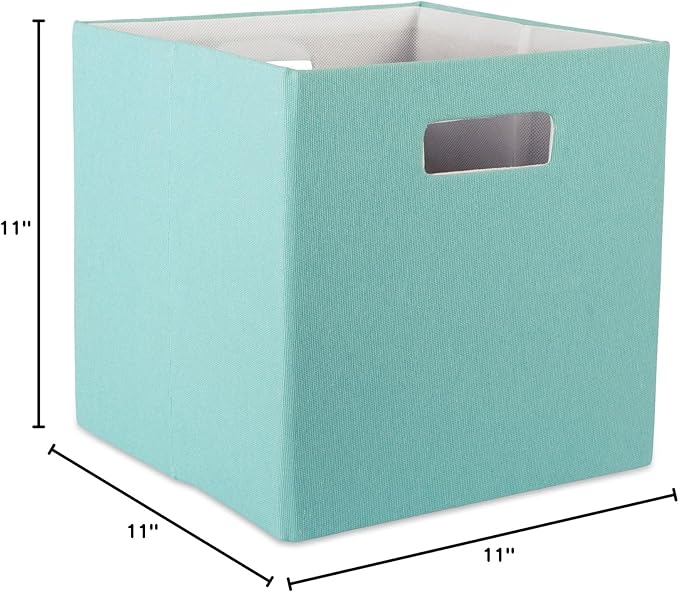 DII Collapsible Polyester Storage Cube, Solid, Lightweight and Durable, Small Square, 11x11x11, Aqua