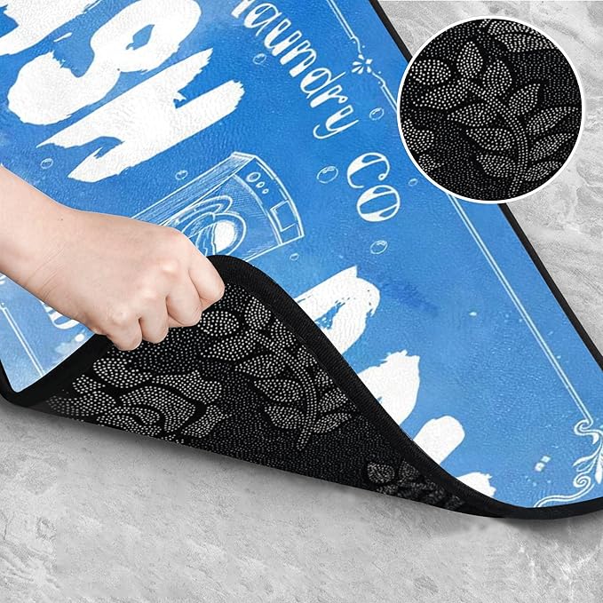 Laundry Room Long Mat Area Rug Non-Slip Floor Mat Waterproof Farmhouse Carpet for Kitchen 72" x 24" (Blue-1)