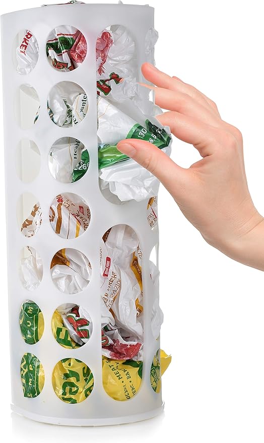 Handy Laundry Grocery Bag Storage Holder, Large Capacity Bag Dispenser, Neatly Store Plastic Shopping Bags & Keep Them Handy for Reuse, Access Holes Make Adding or Retrieving Bags Simple & Convenient