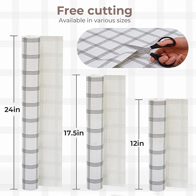 Coavas Extra Grip Thickened Shelf and Drawer Liner - Non-Adhesive Non-Slip Waterproof Mats for Kitchen Cabinets, Drawers, Shelves, Dresser & Cupboard, Easy Cut DIY (Stripe, 17.5IN x 10FT)