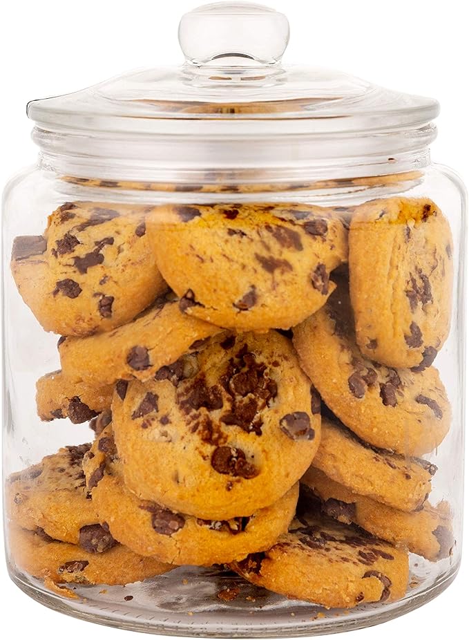 Set of 3 Glass Jar with Lid 1 Liter | Airtight Glass Storage Container for Food, Pasta, Coffee, Candy, Dog Treats, Snacks | Glass Organization Canisters for Home & Kitchen | 34 Ounces