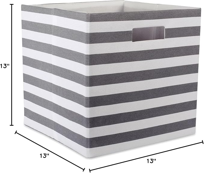 DII Polyester Cube Storage Collection Collapsible Hard Sided Bin, 13x13x13", Gray