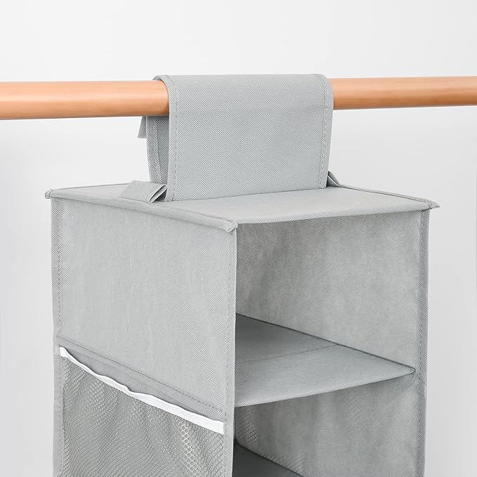 Hanging Shoe Organizer for Closet with Side Mesh Pockets,Hat Racks for Baseball Caps,Shoe and Hat Holder & Storage,8-Shelf,Gray,1 Pack