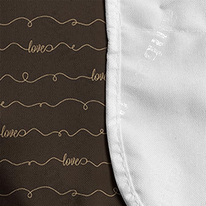 Ambesonne Brown Microwave Oven Cover, Dark Brown Backdrop Image with Letterings Hope Love Fun Happy, Water Resistant Organizer with Pockets for Kitchen, 36" x 12", Brown Cream