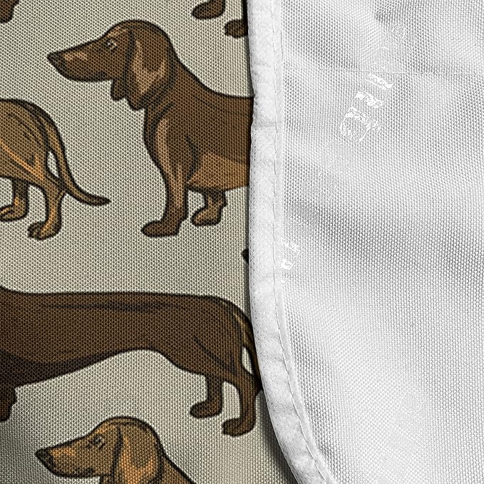 Ambesonne Dachshund Microwave Oven Cover, Continuous Pattern Pet Sausage Dog Lover Print, Water Resistant Organizer with Pockets for Kitchen, 36" x 12", Grey Yellow