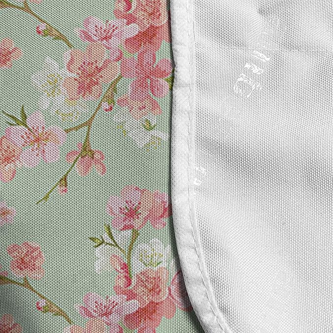 Ambesonne Shabby Flora Microwave Oven Cover, Retro Spring Blossom Flowers French Garden Florets Garland Artisan Image, Water Resistant Organizer with Pockets for Kitchen, 36" x 12", Mint Pink