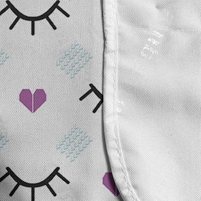 Ambesonne Eyelash Microwave Oven Cover, Winking Eyes and Pink Hearts Romantic Pattern Cartoon, Water Resistant Organizer with Pockets for Kitchen, 36" x 12", Blue Fuchsia