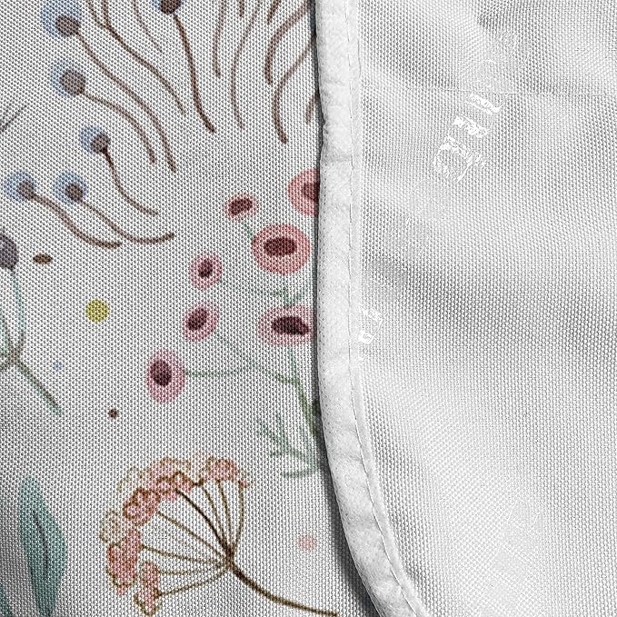 Ambesonne Colorful Microwave Oven Cover, Pastel Toned Watercolor Arrangement with Mushrooms and Wildflowers Dotted Design, Water Resistant Organizer with Pockets for Kitchen, 36" x 12", Green Pink