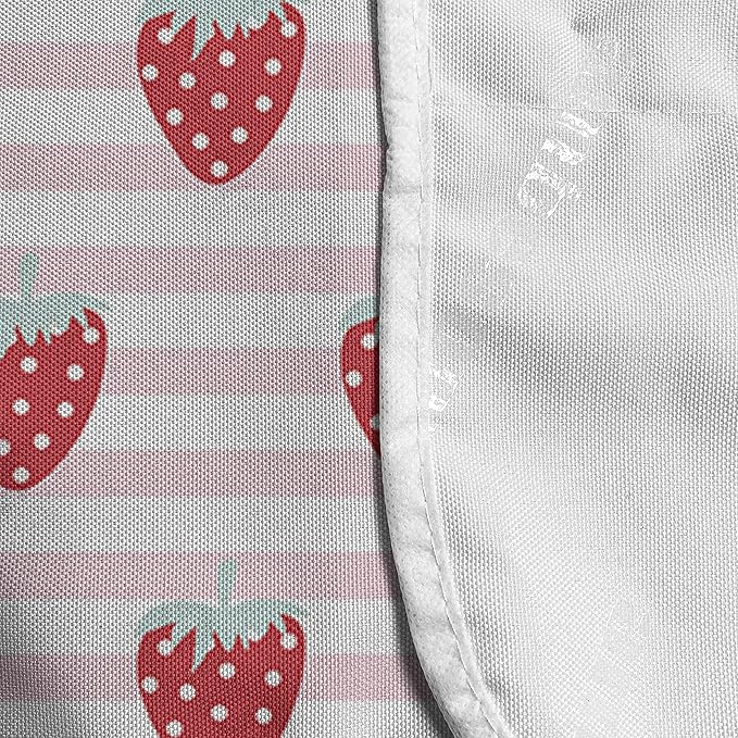 Ambesonne Strawberry Microwave Oven Cover, Girlish Pattern with Tasty Fruits on Stripes, Water Resistant Organizer with Pockets for Kitchen, 36" x 12", Pink Seafoam